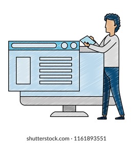 young man working with computer programmed