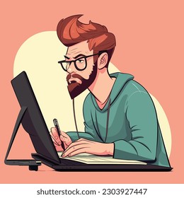 joven trabajando y diseñando