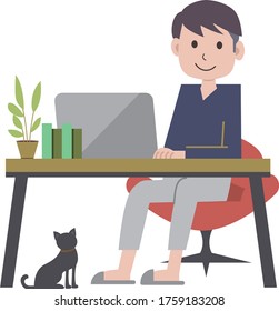 Young man working at home using a computer
