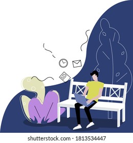 Joven trabajando con laptop