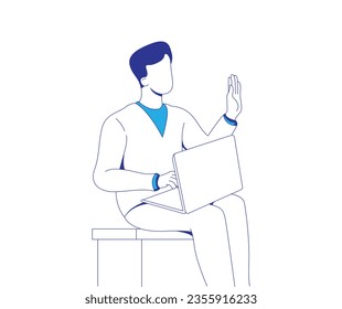 young man working with laptop