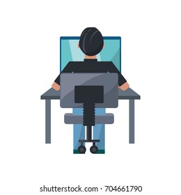 Young man working on computer