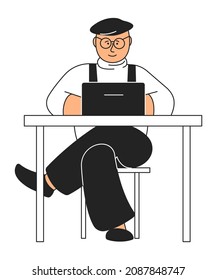 Joven trabajando en laptop. Concepto independiente. Mando remoto