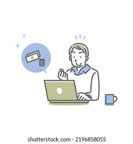 young man working over the computer
