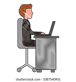 young man working in workplace desk and computer