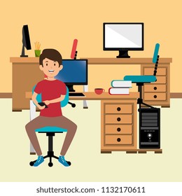 young man in the workplace office