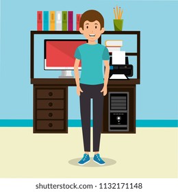 young man in the workplace office