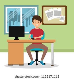 young man in the workplace office