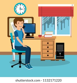 young man in the workplace office