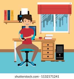 young man in the workplace office