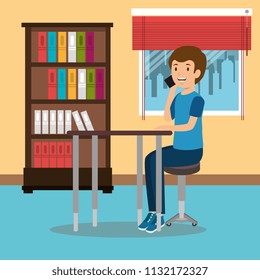 young man in the workplace office