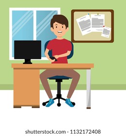 young man in the workplace office