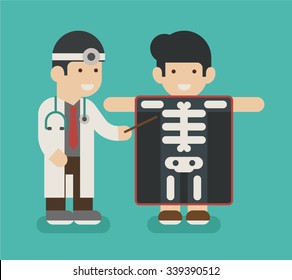 Joven con pantalla de rayos X que muestra esqueleto , formato vector eps10