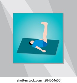 young man yoga pose over green background