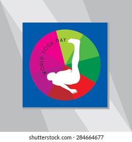 young man yoga pose over colorful background