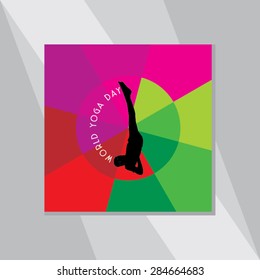young man yoga pose over colorful background