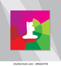 young man yoga pose over colorful background