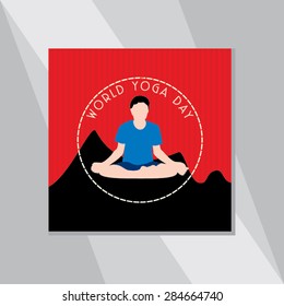 young man yoga pose over red background