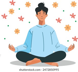 young man in yoga position. man meditating