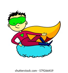 Young masked superhero cartoon vector illustrations isolated on white background. Web graphics, banners, advertisements, brochures, business templates. Isolated on a white background