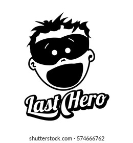Young masked superhero face expression, vector logo isolated on white background. Vintage style man face badges and labels. Black and white logo templates for your design.