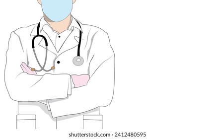 Young masker doctor with stethoscope, medical specialist Medicine concept. 2d vector people character illustration. Cartoon minimal style.