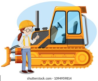 Un joven ingeniero mecánico en ilustración de fondo blanco