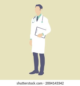 Young medical men doctor on isolate background. Flat vector illustration.
