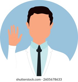 Young medicine professional doctor. Medical worker in hospital. Character constructor. Front view. Illustration, vector, cartoon hand-drawn.