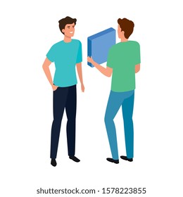 young men avatar character icon vector illustration design
