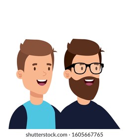 young men avatar character icon vector illustration design