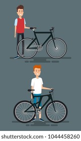young men with bicycle