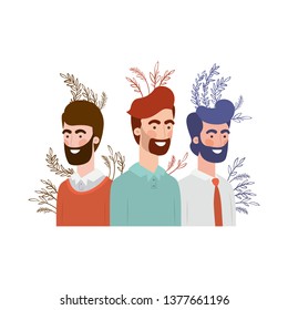 young men with branch with leaf character