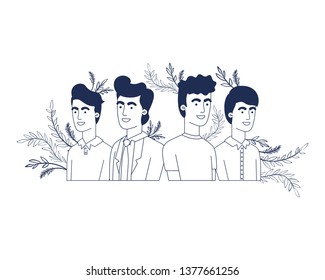 young men with branch with leaf character