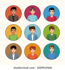 Young men cartoon