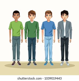 Young men cartoon