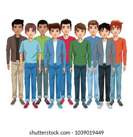Young men cartoon