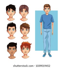 Young men cartoon
