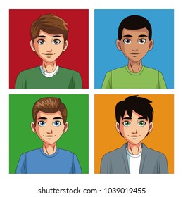 Young men cartoon
