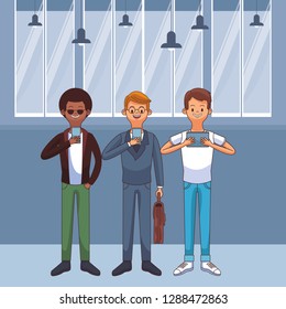 young men cartoon