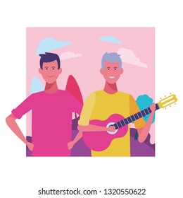 young men cartoon
