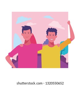 young men cartoon