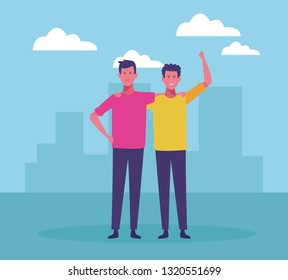young men cartoon