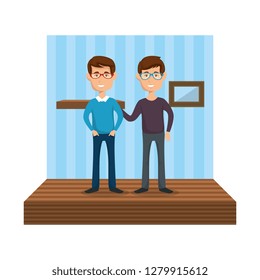 young men in the corridor house