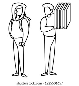 young men couple modeling characters