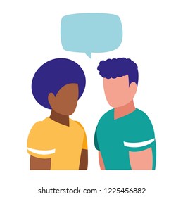 young men couple talking characters