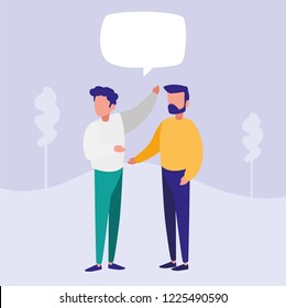 young men couple talking characters