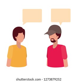 young men with dialog bubble avatar character