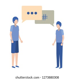 young men with dialog bubble avatar character