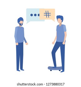 young men with dialog bubble avatar character